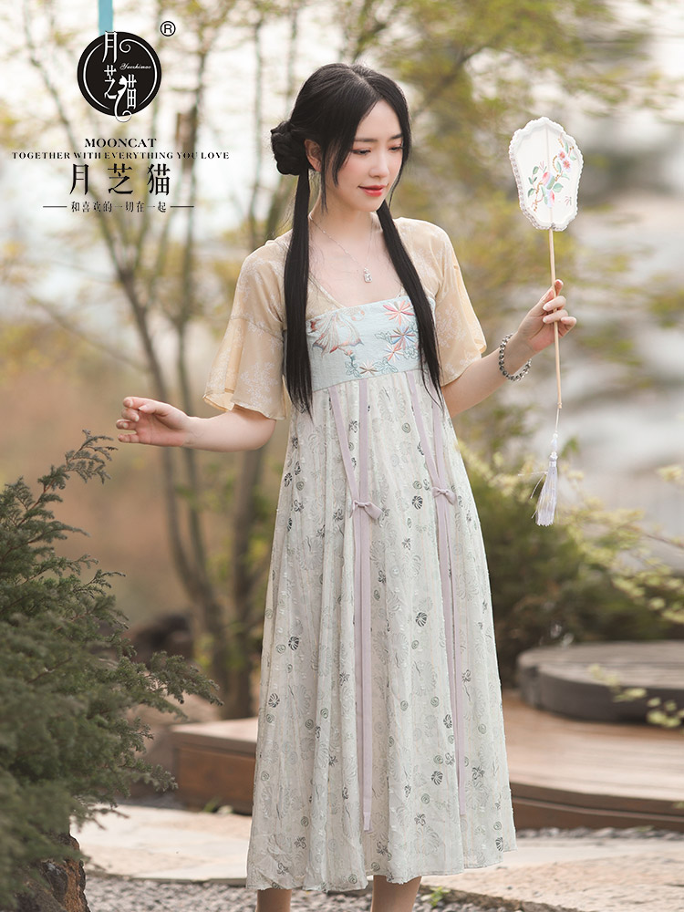 月芝猫【水仙子】齐胸汉服女夏款中国风汉元素改良连衣裙短袖日常